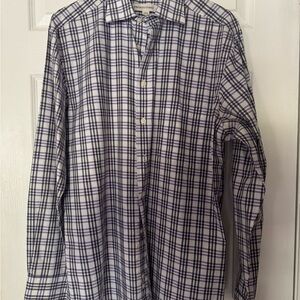 Brooks Brothers Black and White With Purple Checkered Stripe Shirt